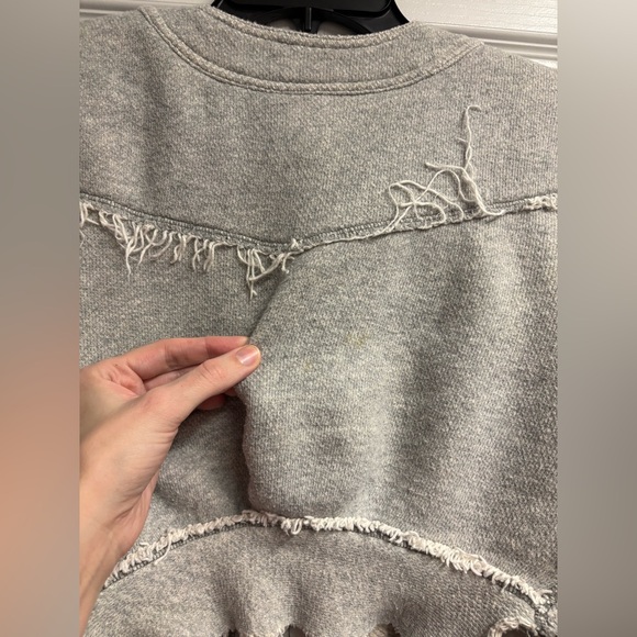 Free People Gray Distressed High/Low Cropped Jacket Size Medium - Picture 6 of 7